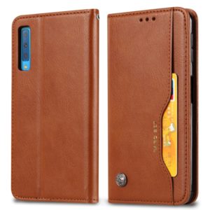 For Galaxy A30s / A50s Knead Skin Texture Horizontal Flip Leather Case with Photo Frame & Holder & Card Slots & Wallet(Brown) (OEM)