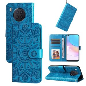 For Honor 50 Lite / Honor X20 Embossed Sunflower Leather Phone Case(Blue) (OEM)