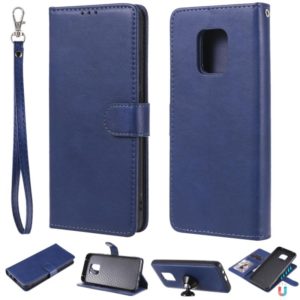 For Xiaomi Redmi 10X 5G / 10X Pro 5G 2 in 1 Solid Color Detachable PU Leather Case with Card Slots & Magnetic Holder & Photo Frame & Wallet & Strap(Blue) (OEM)