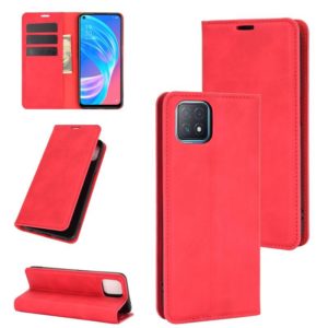 For OPPO A72 / A73 5G Retro-skin Business Magnetic Suction Leather Case with Holder & Card Slots & Wallet(Red) (OEM)