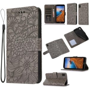 For Xiaomi Redmi 7A Skin Feel Embossed Sunflower Horizontal Flip Leather Case with Holder & Card Slots & Wallet & Lanyard(Grey) (OEM)