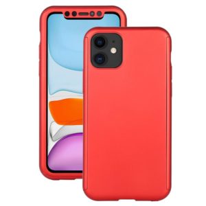 For iPhone 12 mini Shockproof PC Full Coverage Protective Case with Tempered Glass Film (Red) (OEM)
