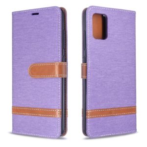 For Galaxy A51 Color Matching Denim Texture Horizontal Flip PU Leather Case with Holder & Card Slots & Wallet & Lanyard(Purple) (OEM)