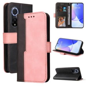 For Huawei nova 9 / Honor 50 5G Business Stitching-Color Horizontal Flip PU Leather Phone Case(Pink) (OEM)