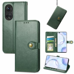 For Honor 50 Pro Solid Color Leather Buckle Phone Case with Lanyard & Photo Frame & Card Slot & Wallet & Stand Function(Green) (OEM)