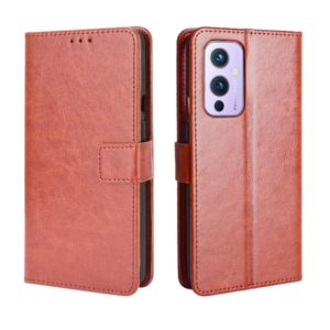 For OnePlus 9 (EU/US Version) Retro Crazy Horse Texture Horizontal Flip Leather Case with Holder & Card Slots & Lanyard(Brown) (OEM)