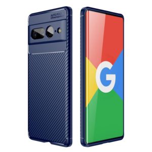 For Google Pixel 7 Pro Carbon Fiber Texture Shockproof TPU Phone Case(Blue) (OEM)