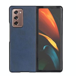 For Samsung Galaxy Z Fold2 5G Two-color Cowhide Texture PU Shockproof Protective Case(Blue) (OEM)