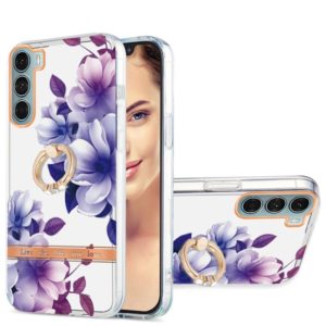 For Motorola Moto G200 Ring IMD Flowers TPU Phone Case(Purple Begonia) (OEM)