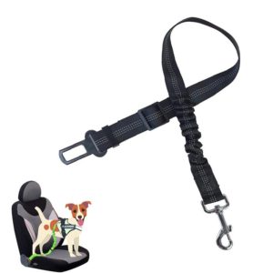 Pet Car Seat Belt Telescopic Reflective Safety Rope(Black) (OEM)