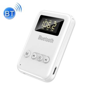 K6-W Bluetooth 5.0 Receiver Transmitter 2 in 1 Adapter Computer Speaker Car FM (White) (OEM)