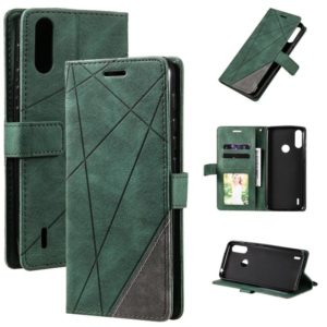 For Motorola Moto E7 Power Skin Feel Splicing Horizontal Flip Leather Case with Holder & Card Slots & Wallet & Photo Frame(Green) (OEM)