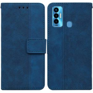 For Tecno Camon 18i Geometric Embossed Leather Phone Case(Blue) (OEM)