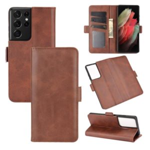 For Samsung Galaxy S21 Ultra 5G Dual-side Magnetic Buckle Horizontal Flip Leather Case with Holder & Card Slots & Wallet(Brown) (OEM)