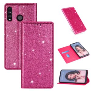 For Huawei P30 Lite Ultrathin Glitter Magnetic Horizontal Flip Leather Case with Holder & Card Slots(Rose Red) (OEM)