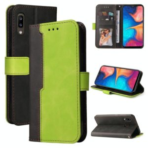 For Samsung Galaxy A20 / A30 Business Stitching-Color Horizontal Flip PU Leather Case with Holder & Card Slots & Photo Frame(Green) (OEM)
