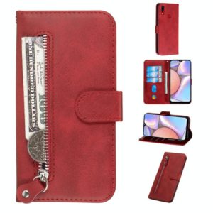 For Galaxy A10s Fashion Calf Texture Zipper Horizontal Flip PU Leather Case, with Holder & Card Slots & Wallet(Red) (OEM)
