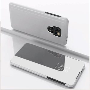 For Motorola G9 Play Plated Mirror Horizontal Flip Leather Case with Holder(Silver) (OEM)