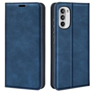 For Motorola Moto G52 4G Retro-skin Magnetic Suction Leather Phone Case(Dark Blue) (OEM)