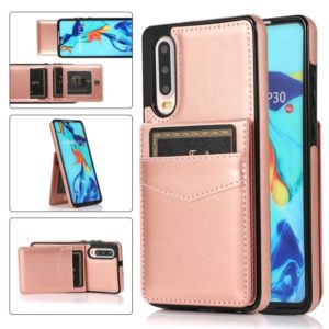 For Huawei P30 Solid Color PC + TPU Protective Case with Holder & Card Slots(Rose Gold) (OEM)