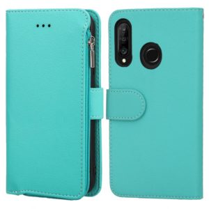 For Huawei P30 Lite Microfiber Zipper Horizontal Flip Leather Case(Green) (OEM)