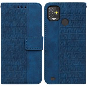 For Tecno Pop 5P Geometric Embossed Leather Phone Case(Blue) (OEM)