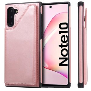 For Galaxy Note 10 Shockproof Calf Texture Protective Case with Holder & Card Slots & Frame(Rose Gold) (OEM)
