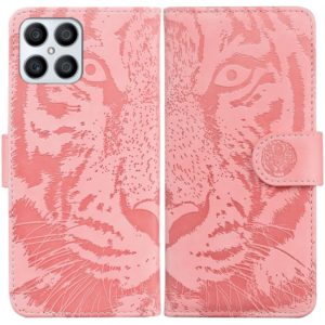 For Honor X8 Tiger Embossing Pattern Horizontal Flip Leather Phone Case(Pink) (OEM)