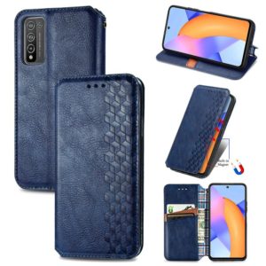 For Huawei Honor 10 X Lite Cubic Grid Pressed Horizontal Flip Magnetic PU Leather Case with Holder & Card Slots & Wallet(Blue) (OEM)