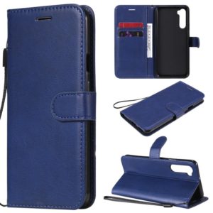 For OnePlus Nord Solid Color Horizontal Flip Protective Leather Case with Holder & Card Slots & Wallet & Photo Frame & Lanyard(Blue) (OEM)