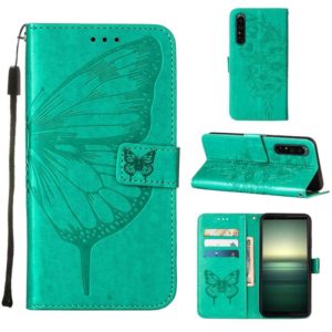 For Sony Xperia 1 IV Embossed Butterfly Leather Phone Case(Green) (OEM)