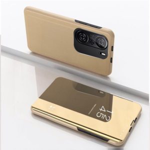 For Redmi K40/K40 Pro/K40 Pro+/Poco F3 Plated Mirror Horizontal Flip Leather Case with Holder(Gold) (OEM)