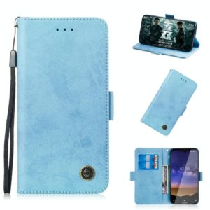 For Nokia 2.2 Retro Horizontal Flip PU Leather Case with Card Slots & Holder(Blue) (OEM)