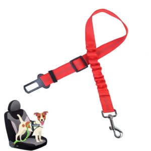 Pet Car Seat Belt Telescopic Reflective Safety Rope(Red) (OEM)