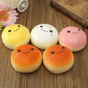 3 PCS 10*10cm Yellow PU Squishy Hamburger Toy Lovely Bread Bun Simulation Bread Decompression Children Early Childhood Education Toys, Random Color Delivery (OEM)