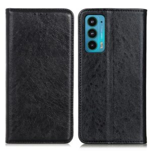 For Motorola Edge 20 Magnetic Crazy Horse Texture Horizontal Flip Leather Case with Holder & Card Slots & Wallet(Black) (OEM)