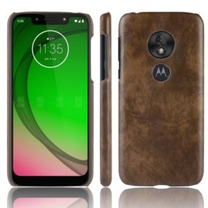 Shockproof Litchi Texture PC + PU Case for Motorola Moto G7 Play (Brown) (OEM)