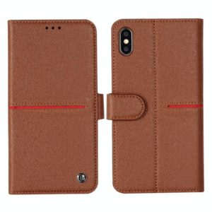 For iPhone XR GEBEI Top-grain Leather Horizontal Flip Protective Case with Holder & Card Slots & Wallet & Photo Frame(Brown) (GEBEI) (OEM)
