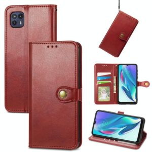 For Motorola Moto G50 5G Retro Solid Color Buckle Leather Phone Case(Red) (OEM)