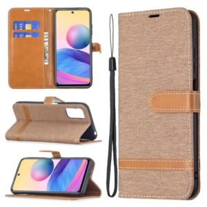 For Xiaomi Poco M3 Pro / Redmi Note 10 5G Color Matching Denim Texture Horizontal Flip Leather Case with Holder & Card Slots & Wallet & Lanyard(Brown) (OEM)