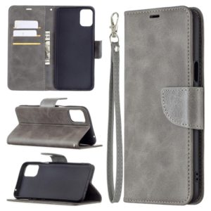 For LG K42 Retro Lambskin Texture Pure Color Horizontal Flip PU Leather Case with Holder & Card Slots & Wallet & Lanyard(Grey) (OEM)