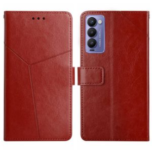 For Tecno Camon 18P HT01 Y-shaped Pattern Flip Leather Phone Case(Brown) (OEM)