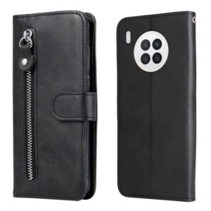 For Huawei nova 8i / Honor 50 Lite Calf Texture Zipper Horizontal Flip Leather Phone Case(Black) (OEM)