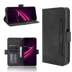 For T-Mobile REVVL V+ 5G Skin Feel Calf Pattern Horizontal Flip Leather Case with Holder & Card Slots & Photo Frame(Black) (OEM)
