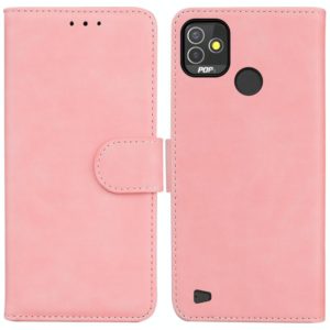 For Tecno Pop 5P Skin Feel Pure Color Flip Leather Phone Case(Pink) (OEM)