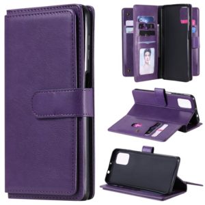 For Motorola Moto G9 Plus Multifunctional Magnetic Copper Buckle Horizontal Flip Solid Color Leather Case with 10 Card Slots & Wallet & Holder & Photo Frame(Purple) (OEM)