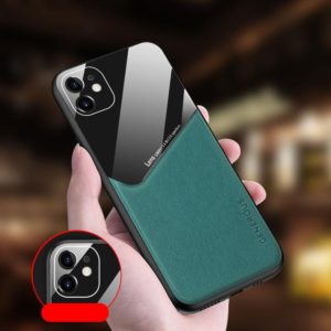 For iPhone 12 Pro Max All-inclusive Leather + Organic Glass Phone Case with Metal Iron Sheet(Green) (OEM)
