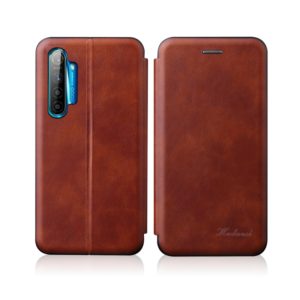 For OPPO K5 / Realme XT / Realme X2 Integrated Electricity Pressing Retro Texture Magnetic TPU+PU Leather Case with Card Slot & Holder(Brown) (OEM)