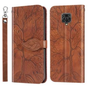For Xiaomi Poco M2 Pro Life of Tree Embossing Pattern Horizontal Flip Leather Case with Holder & Card Slot & Wallet & Photo Frame & Lanyard(Brown) (OEM)