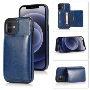 For iPhone 12 mini Shockproof PU + TPU Protective Case with Card Slots & Holder (Blue) (OEM)